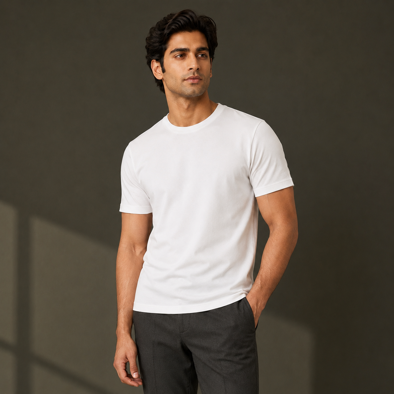 Classic Crew Neck T-Shirt White fit image