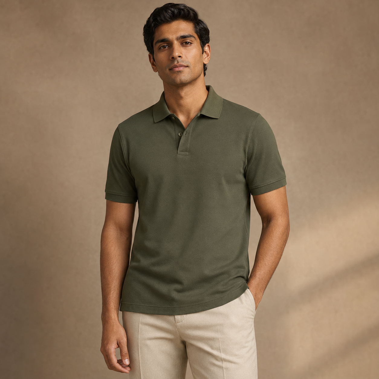 Classic Pique Polo Olive fit image